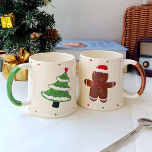 Cute Gingerbread Mug Ceramic Coffee Cup Hand Painted <b>Christmas</b> Tree Mug - Product Image 4