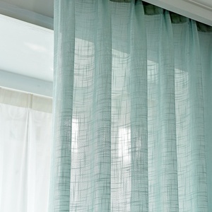 Voile Tie Top tessuto verde Semi <span class=keywords><strong>lino</strong></span> <span class=keywords><strong>tende</strong></span> trasparenti per il soggiorno - Product Image 6
