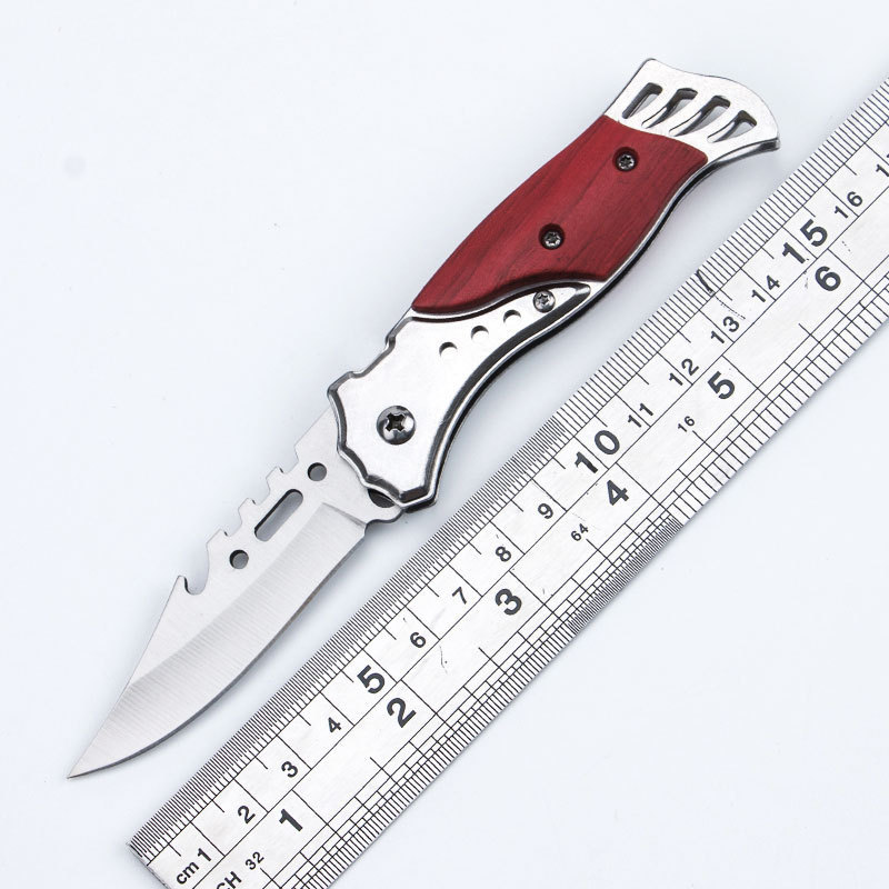 Hot Selling Wooden Handle Stainless Steel Folding  knife Blade Portable camping mini fruit knife