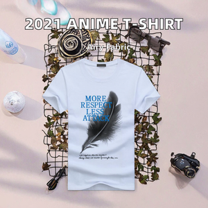 เสื้อยืดโอเวอร์ไซส์สีขาวลายอนิเมะแฟชั่นวินเทจสำหรับผู้ชายปี 2021 พิมพ์ลายสกรีนสไตล์ฮาราจูกุ - Product Image 2