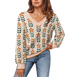 Suéter de cuello alto de punto trenzado para mujer, jersey de manga larga acanalado 100% algodón, liso, informal, para invierno, venta al por mayor - Product Image 1