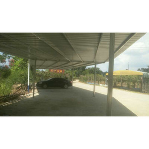 Abri de voiture en acier, structure en acier galvanisé, revêtement en poudre, toit plat, pour 2 voitures, solution de stationnement extérieur imperméable - Product Image 4