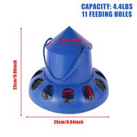 Mangeoire automatique pour pigeons et poulets, seau distributeur de nourriture pour oiseaux, bol à 11 trous pour poulets, pigeons, cailles, poules et perruches