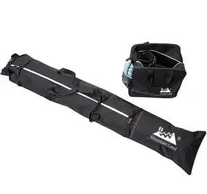 Snow Ski Bag and Ski Boot Bag Combo Fit Skis Up to 200cm - for Men, Women Adults and Children