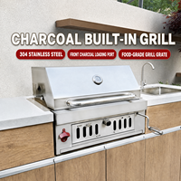 Barbecue intégré en acier inoxydable au charbon de bois pour cuisine extérieure