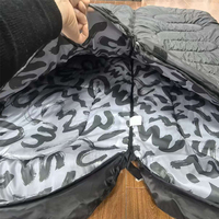 Sac de couchage double matelassé avec fermeture éclair, sac de couchage de camping noir avec doublure douce, portable pour l'extérieur