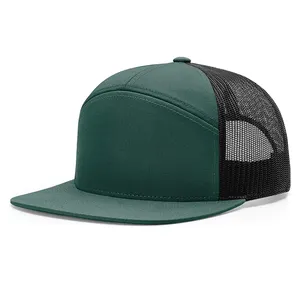 Logo personalizzato cappello da camionista a tesa piatta in cotone a 7 pannelli di alta qualità, cappellino Snapback vuoto Gorras modello 168