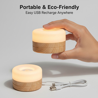 Mini lampe de nuit à détecteur de mouvement en bois, LED rechargeable, lampe de chevet, lumière chaude, lampe de placard, lampe d'escalier