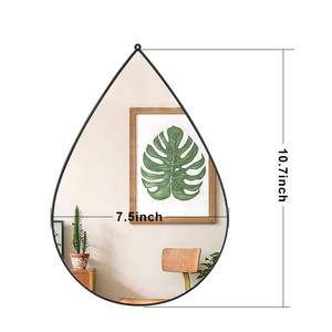 Modern Creative 3pcs <strong>Wall</strong> <strong>Mirror</strong> <strong>Set</strong> Water Drop-Shaped Glass with Chain and <strong>Wall</strong> Hook Metal Frame - Product Image 4
