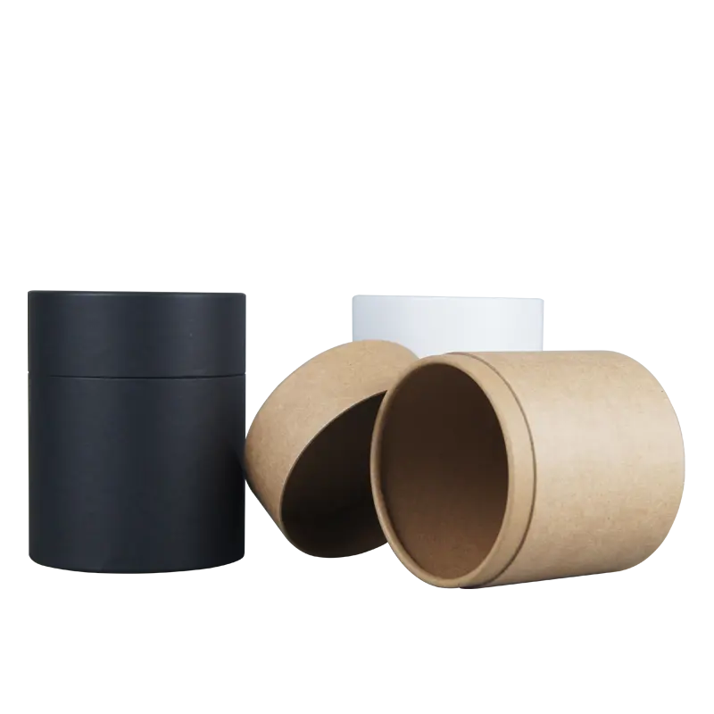 Cilindro de comida biodegradable personalizado, Té simple, latas de Papel kraft de leche en polvo, tubo de papel de comida de película de aluminio a prueba de humedad