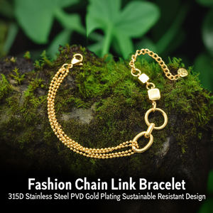 Pulsera de Cadena de Eslabones de Moda, Acero Inoxidable 316L, Chapado en Oro PVD, Diseño Sostenible y Resistente - Product Image 3