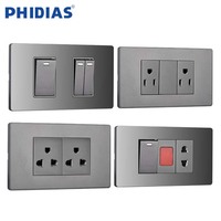 Enchufe universal de Italia 16A estándar de EE. UU., interruptor y enchufe de Panel de vidrio multienchufe de alta calidad 1/2 gang.
