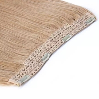 Extensions de cheveux naturels non traités Halo, marron avec mèches dorées, fil invisible réglable, une seule pièce, sans dommages, cheveux humains pour femmes