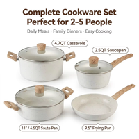 Ensemble de 11 ustensiles de cuisine antiadhésifs en acier au carbone sans PFOA avec couvercles en verre, compatibles lave-vaisselle, pour la maison et la cuisine