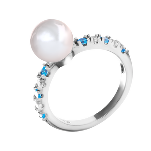 Fancy Design Ring mit <span class=keywords><strong>Swarovski</strong></span> Pearl Daisini Zirkonia 925 Sterling Silber Eleganter Damen Schmuck ring verziert - Product Image 2