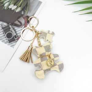 2025 Hot Sale Cartoon Teddy Bear Faux Leather Tassel Keychain Key Ring High Quality PU Leather Cute Bear Mini <b>Bag</b> Charm Keychain - Product Image 5