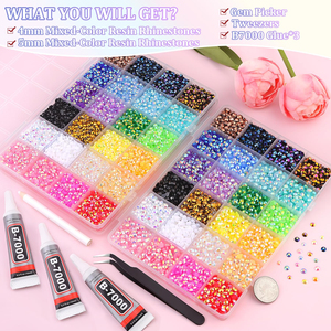 25000 Piezas de Diamantes de Imitación de Resina para Decoración, Multicolor, 3mm, Parte Posterior Plana, para Arte con Diamantes, con 10ml de Pegamento para Joyería B7000 - Product Image 4