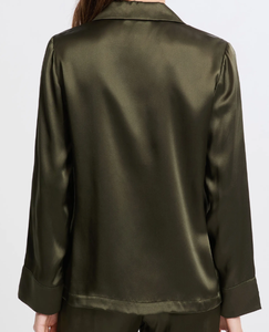 Pigiama di Lusso da <span class=keywords><strong>Donna</strong></span> in Raso di Acetato, Set Comodo e Morbido con Maniche Lunghe, Pantaloni con Vita Elastica, Tinta Unita, Abbigliamento da Notte - Product Image 4