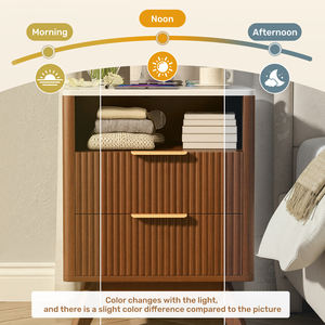 Mid-Century 3-Drawer Smart <b>Nightstand</b> with Charging Station AC Outlets USB Ports Open Storage Shelf Bedroom Bedside Table Entry - Product Image 6