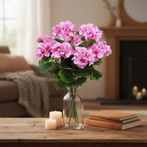 Fleurs artificielles en soie <span class=keywords><strong>de</strong></span> géranium Crabapple réalistes et durables, faites à la main, pour la décoration intérieure et extérieure, plantes douces et réalistes - Product Image 6