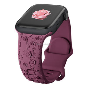 Correa de Reloj Deportiva de Silicona Suave con Grabado Floral de 22 mm, Correa de Reloj con Hebilla de Pin para Mujer, Correa con Flores en Relieve para Reloj IWatch - Product Image 2