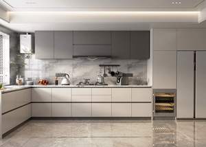 Gabinetes de Cocina Personalizables con Diseño Gratuito, Muebles de Cocina Modernos, Fregadero de Acero Inoxidable y Encimera de Mármol - Product Image 3