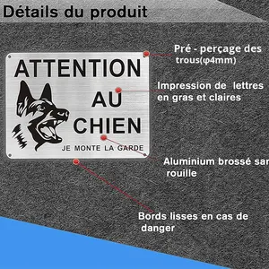 <span class=keywords><strong>ป้าย</strong></span>เตือนสุนัขแบบฝรั่งเศสระวัง<span class=keywords><strong>สุนัข</strong></span>ขนาด8x6นิ้ว<span class=keywords><strong>ป้าย</strong></span>จราจรอลูมิเนียม - Product Image 4
