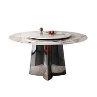 Ensemble de table à manger de style italien ATUNUS, table de luxe avec plateau en pierre, convient aux tables à manger à domicile avec plateau tournant