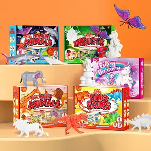 DIY çocuklar kalıp boyama ABS plastik çizim oyuncak seti dinozorlar böcekler ile deniz ve vahşi hayvanlar peri Unicorn eğitici oyuncak - Product Image 6