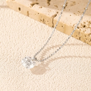 Collana con Pendente in <span class=keywords><strong>Argento</strong></span> Sterling 925, Moissanite Colore <span class=keywords><strong>D</strong></span>, Design Geometrico Semplice, Gioielli Raffinati per Donne - Product Image 5