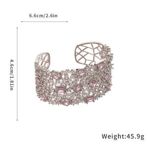 Brazalete de Lujo con Cristales Rosados y Pedrería, Joyería Elegante para Bodas y Fiestas, para Mujer - Product Image 5