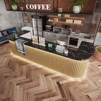 Comptoir de bar incurvé noir/beige pour kiosque, salon de thé, pâtisserie, fleuriste, café - Design intérieur