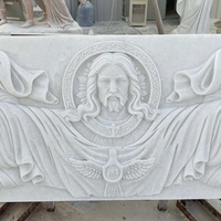 Sculpture en relief de Jésus-Christ en marbre blanc, sculptée à la main, décoration murale chrétienne pour église, panneau d'art religieux pour cathédrale