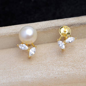 Pendientes de botón de moda Wenchi de plata 925 con perla cuadrada de lujo, accesorio de joyería DIY semiterminado, base 10-11, 15633, China - Product Image 2