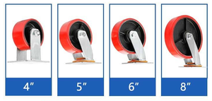 Ruote Girevoli con Freno MILLMISS in Acciaio Rinforzato e Poliuretano da 4, 5, <span class=keywords><strong>6</strong></span>, 8 Pollici con Cuscinetti a Sfera per Uso Industriale - Product Image 6