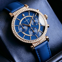 Jam Tangan Wanita Desain Mewah Kulit Asli 2026 40mm Casing Moissanite Jarum Penunjuk Bercahaya Relojes Wanita