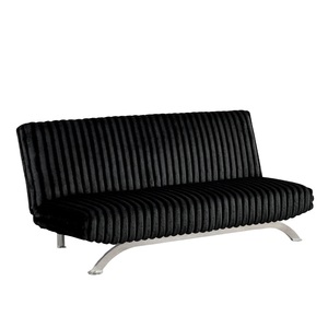Canapé-lit de style contemporain avec base en métal chromé, transformable en pieds avec pieds de soutien cachés, finition noire - Product Image 2