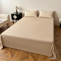 Parure de lit quatre pièces en coton jacquard lavé, motif floral, haute densité, style moderne, qualité supérieure, drap et housse de couette simples