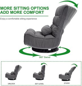 Silla de salón <span class=keywords><strong>plegable</strong></span> ajustable, sillón giratorio de 360 grados para juegos con almohada - Product Image 3