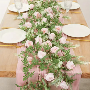 Guirlande de pivoines artificielles 100cm 200cm, fleurs en soie, décoration de mariage et de maison, style naturel, ornement réutilisable - Product Image 2