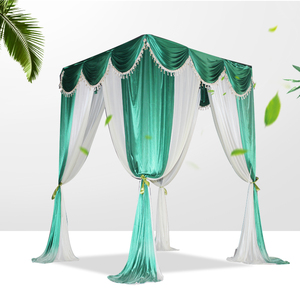 Personnalisé <span class=keywords><strong>pas</strong></span> <span class=keywords><strong>cher</strong></span> <span class=keywords><strong>mariage</strong></span> auvent carré pavillon draperie tuyau et rideaux ensemble pour événement toile de fond décoration - Product Image 4