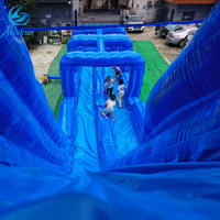 Offre Spéciale énorme PVC bleu écraser double voie toboggan commercial toboggan gonflable prix pour les enfants