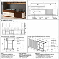 Comptoir de caisse en bois pour pâtisserie, comptoir d'accueil LED avec armoire murale éclairée, comptoir de service pour boulangerie-café, sur mesure