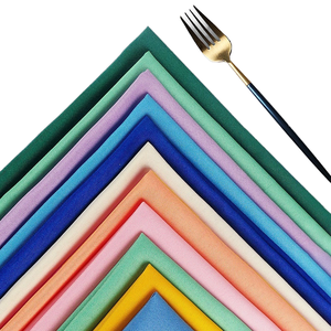 Servilleta de Mesa Cuadrada de Estilo Moderno Hecha a Mano, Lisa, Roja y Azul, 100% Poliéster, 48*48cm, Duradera, Personalizable para el Hogar y Avión - Product Image 1