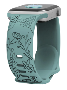 Cinturini con Incisioni Floreali Compatibili per <span class=keywords><strong>Apple</strong></span> <span class=keywords><strong>Watch</strong></span> 40mm 41mm 38mm 42mm 44mm <span class=keywords><strong>45mm</strong></span> 49mm, Cinturino Sportivo con Fiori Selvatici Incisi al Laser - Product Image 5