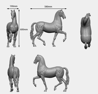 Sculpture d'animal cheval en résine transparente HD, populaire, réaliste, avec os apparents, mouvements élégants, dégradé, squelette artistique, haute qualité