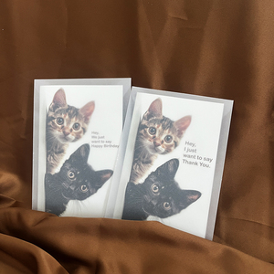 Carte de remerciement d'anniversaire personnalisée avec joli chat pliée avec logo personnalisé avec enveloppe - Product Image 6