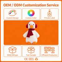 Peluche Canard avec Cache-Oreilles Rouges et Écharpe – Style Hiver – Poupée Animalière Rembourrée – Décoration Maison – Cadeau Doux en Peluche