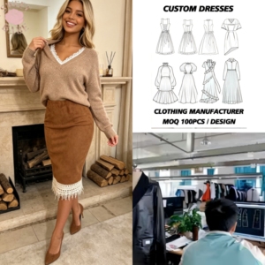 Jupe crayon midi taille haute pour femme, style mode, avec franges et dentelle, ourlet ajouré, coupe ajustée, pour tenues quotidiennes et rendez-vous automne-hiver - Product Image 1