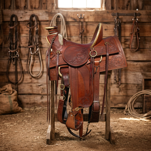 Selle de Cheval en Cuir Véritable avec Arceau en Bois, Unisexe, pour Course Anglaise, Confortable et Durable, Vente en Gros, avec Boîte - Product Image 1